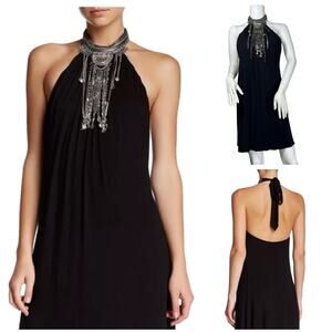 Sky Nawa Halter Mini Dress Sleeveless Black SZ L $195